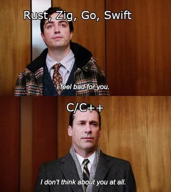 humorous meme comparing programming languages