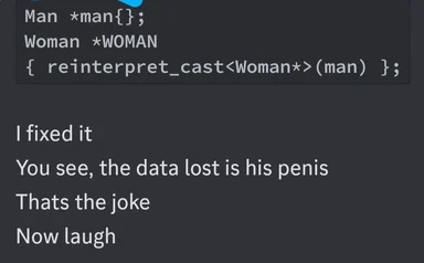 Code snippet with humorous reinterpretation of data loss