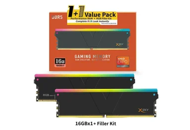Product box for a 1+1 Value Pack containing Performance RAM and an RGB Filler Kit to complete the RGB look instantly