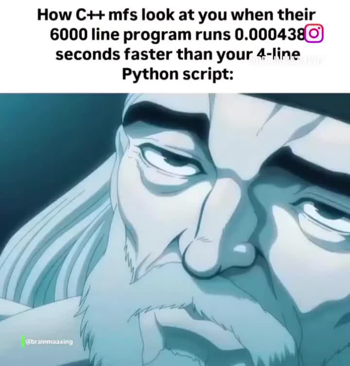 C++ programmer looking smug with a meme face