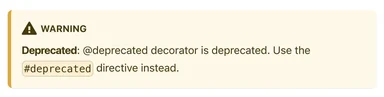 Deprecated warning message for @deprecated decorator