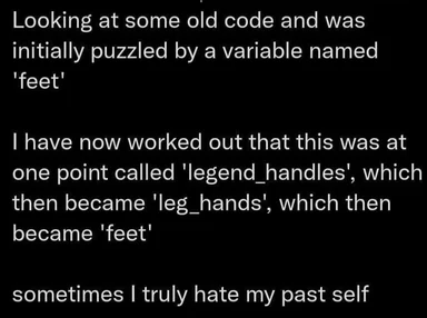 programmer frustrations with old code variable naming