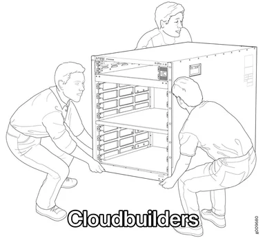 Three men moving a large server with the text 'Cloudbuilders'