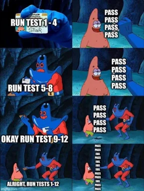 mermaid man and barnacle boy testing software with Patrick Star