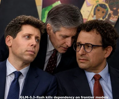 Elon Musk and Sam Altman looking worried about GLM-5.3-flash
