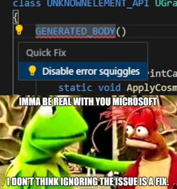 Kermit the Frog and another Muppet character in a coding environment, criticizing Microsoft