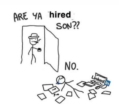Rejected job applicant crying on laptop with LinkedIn open