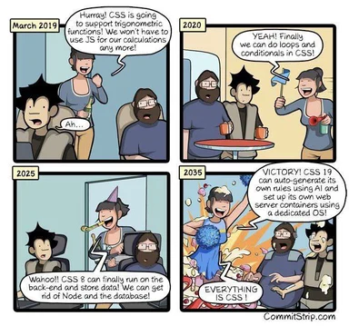 Comic strip about the evolution of CSS capabilities