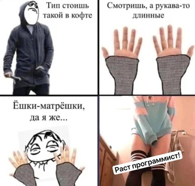 russian programmer meme about oversized sleeves