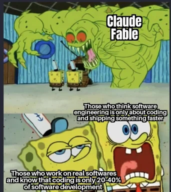 Claude Fable meme about software engineering