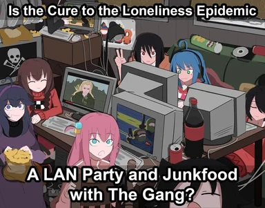 anime girls sitting around computers and gaming