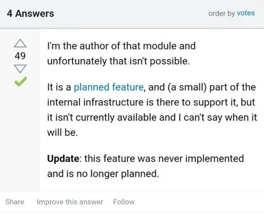 Stack Overflow answer with unimplemented feature