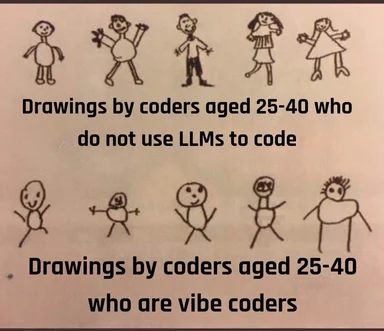 stick-figure drawings comparing coding skills