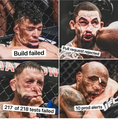 funny developer meme about failed build and tests