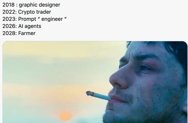Man smoking a cigarette with a contemplative expression, symbolizing career changes