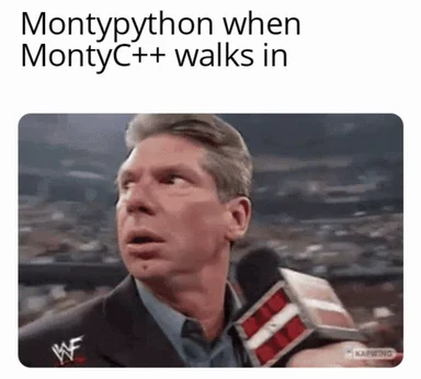 Monty Python meme with man looking shocked