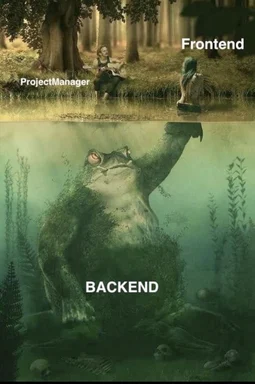 humorous meme contrasting frontend and backend development