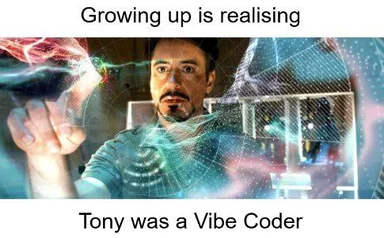 Robert Downey Jr. as Tony Stark with glowing lines, representing coding
