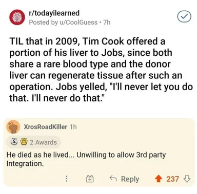 Steve Jobs rejects Tim Cook's liver donation