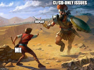 CI/CD issues meme with a warrior and a person