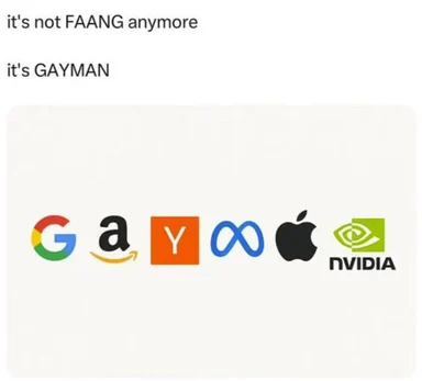 GAYMAN meme with tech company logos