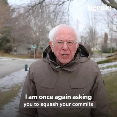 Bernie Sanders meme about squashing commits