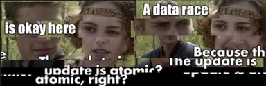 meme about data race condition