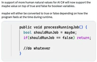 C# code snippet with boolean variable maybe