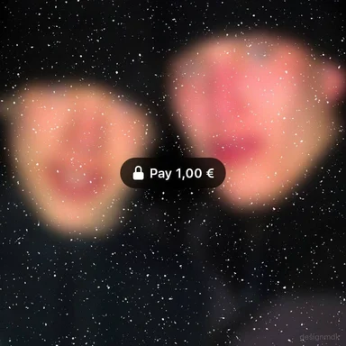 Two blurry faces on a starry background with a Pay 1,00 € button