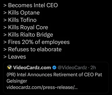 New Intel CEO kills projects and fires employees
