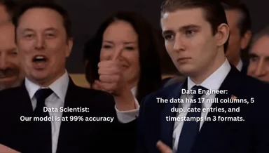 Data scientist and data engineer meme