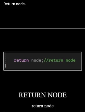 a meme about returning a node in code