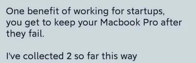 startup employee keeps macbook pros after company failures