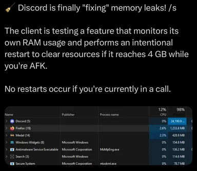 Discord 'fixes' memory leaks with intentional restart feature