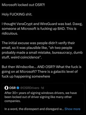 Microsoft locked out OSR