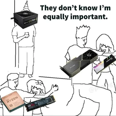 PC hardware meme about power supply importance
