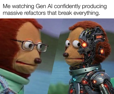 Sonic the Hedgehog meme about Gen AI producing broken refactors
