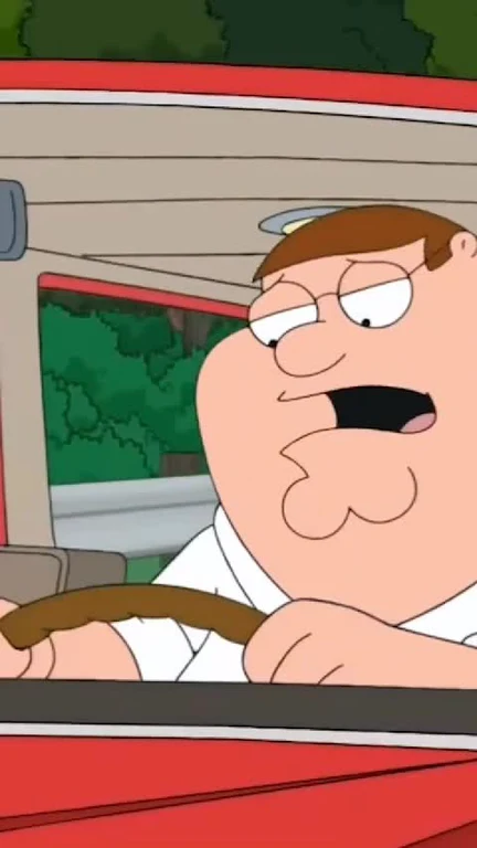 Peter Griffin looking shocked while driving