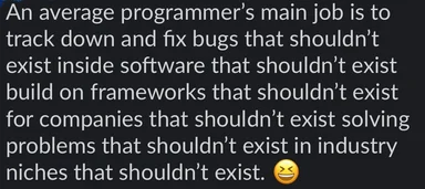 programmer frustration with bugs and software development