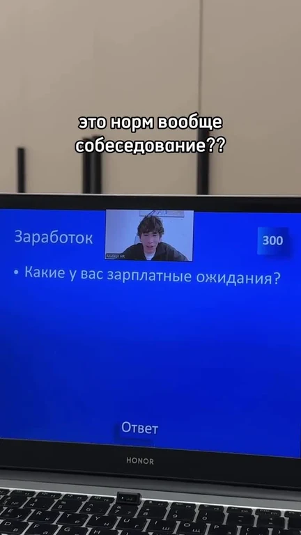 russian job interview on laptop screen