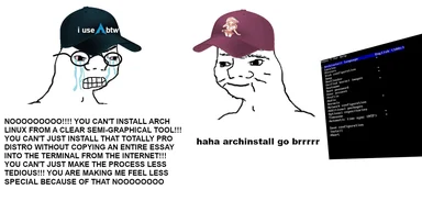 meme about installing arch linux with archinstall