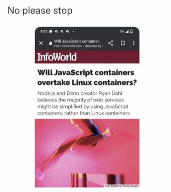 No please stop meme with article about JavaScript containers