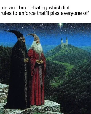 Two wizards debating lint rules