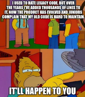 The Simpsons meme about legacy code