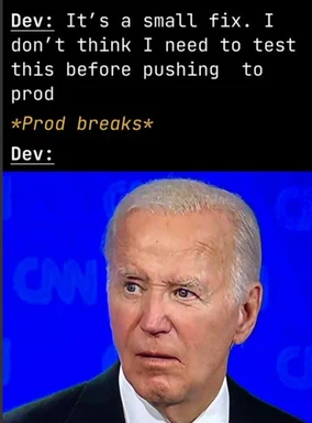 Joe Biden confused expression with developer text overlay