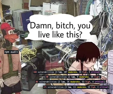 Goofy and a girl looking at messy wires and computer equipment with text overlay
