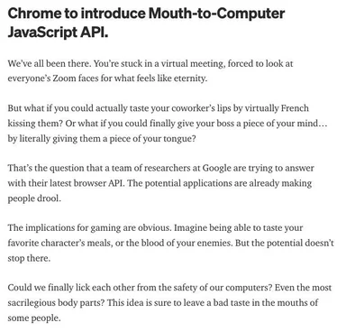 Chrome to introduce Mouth-to-Computer JavaScript API meme