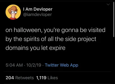 Halloween meme about developer side projects