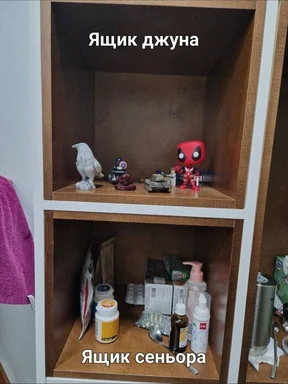 junior and senior developer shelf meme
