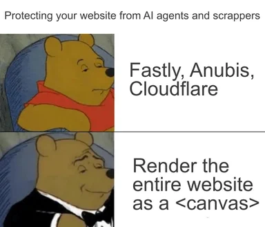 Winnie the Pooh meme about protecting website from AI agents and scrappers